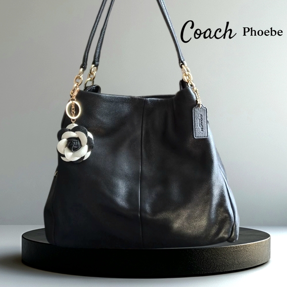 Coach Phoebe Black Pebbled Leather 3 Compartment Shoulder Bag F35723 - Picture 3 of 16
